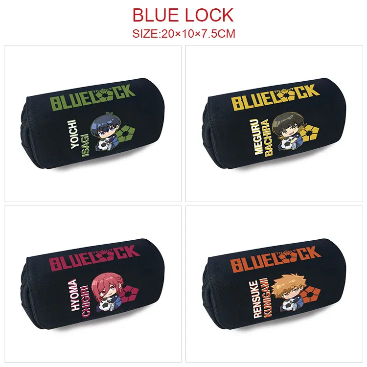 Blue Lock Inspired Pencil Case – Large Capacity Canvas Double-Layer Zipper Stationery Bag with Coin Pouch, Perfect Anime Gift for Students